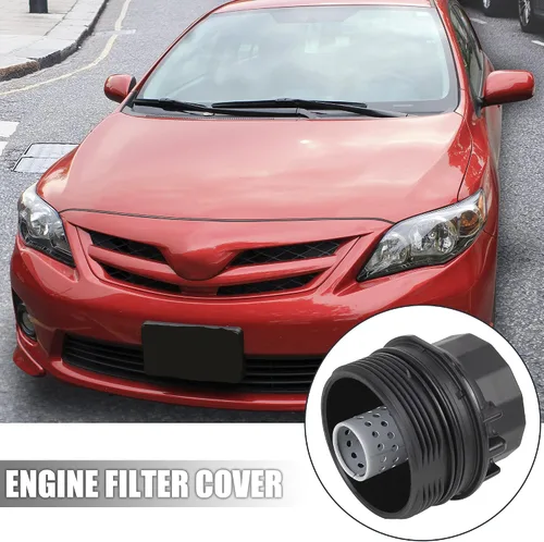 Vista 2 de X AUTOHAUX Cubierta negra del casquillo del filtro del motor del aceite del coche para Toyota Corolla 2008-2012 Matrix Prius para Scion XD