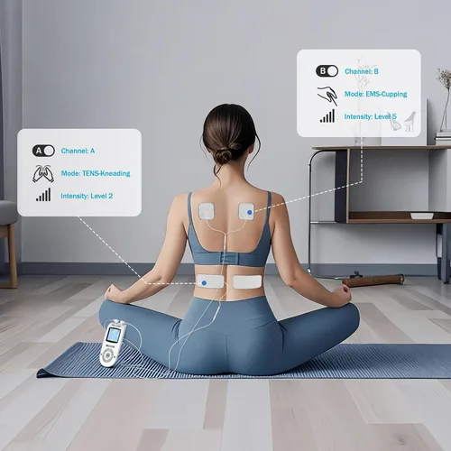 Vista 6 de TENS Unit EMS - Almohadillas de repuesto para dispositivos, 20 almohadillas de electrodo reutilizables con rendimiento autoadhesivo y diseño