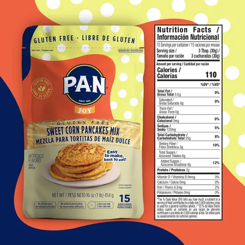 Vista 3 de P.A.N - Mezcla de panqueques de maíz dulce, sin gluten, fácil de preparar, 1 libra (paquete de 6)