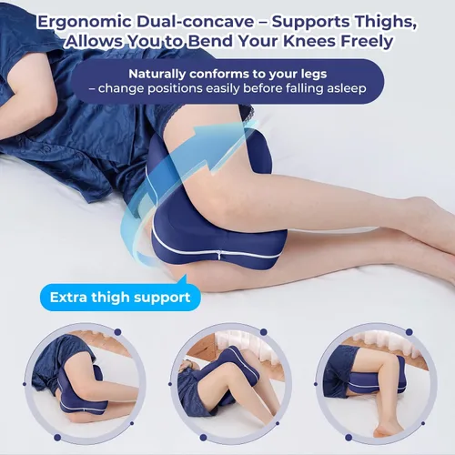 Vista 5 de Knee Pillow for Side Sleepers - 13" Lengthened Leg Pillow for Side Sleeping, Memory Foam with Airflow Hole, No Sagging/Stiffening, Helps Relieve