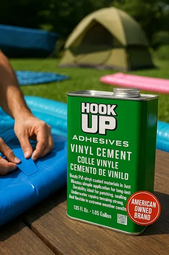 Vista 3 de Cemento de vinilo – Pegamento de reparación de revestimiento de piscina impermeable para vinilo y PVC, cemento de contacto flexible de secado rápido