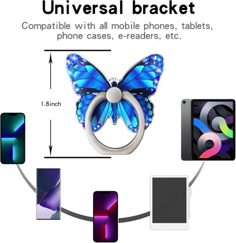 Vista 5 de Soporte de anillo de metal brillante para teléfono celular, rotación de 360°, soporte universal compatible con todos los teléfonos inteligentes