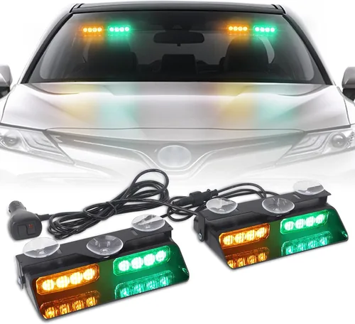 Vista 16 de XRIDONSEN Luces estroboscópicas de emergencia 2 en 1 para tablero e interior de parabrisas, luces parpadeantes de seguridad y advertencia color Ámbar