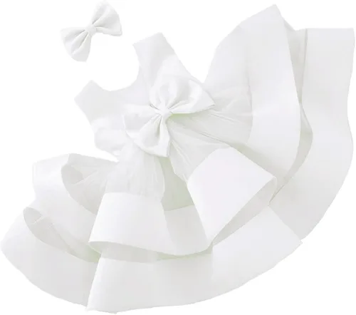 Vista 15 de 3M-6T Vestido de Concurso con Volantes de Encaje sin Espalda para Bebé Niña Vestido Tutú para Niña Pequeña Vestidos de Fiesta de Tul con Flores