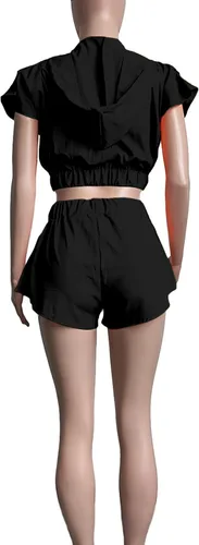 Vista 4 de LYANER Conjunto de dos piezas con capucha y pantalones cortos para mujer