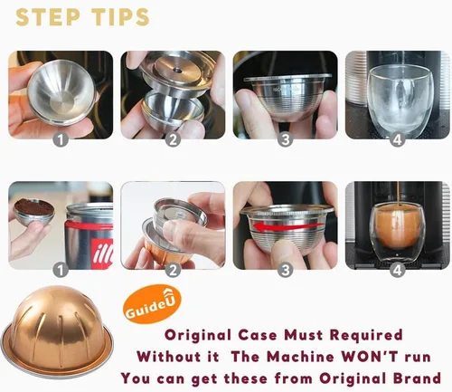 Vista 3 de Sesama Cápsula de café de acero inoxidable compatible con VERTUO NEXT y POP New Model & VertuoPlus y Delonghi ENV135S - Soporte para cápsulas