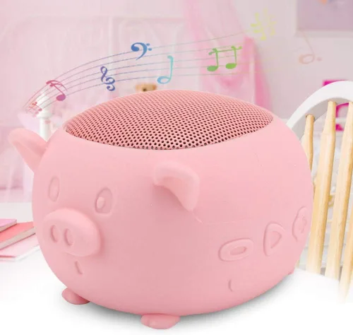 Vista 4 de Lindo altavoz Bluetooth, bonito cerdo mini altavoz portátil Bluetooth 5.0 micrófono integrado para decoración de escritorio, hogar, viajes, saliente