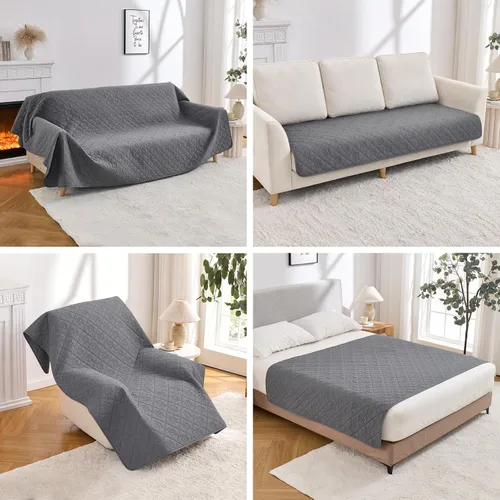 Vista 12 de PAWFINITY Funda de cama impermeable para perros, manta para mascotas lavable para colchón Gris
