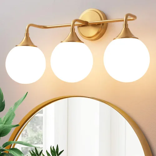 Vista 22 de Accesorios de Iluminación para Baño Negros, Iluminación Moderna de Tocador Sobre Espejo, Aplique de Pared Negro Mate Moderno de Mediados de Siglo
