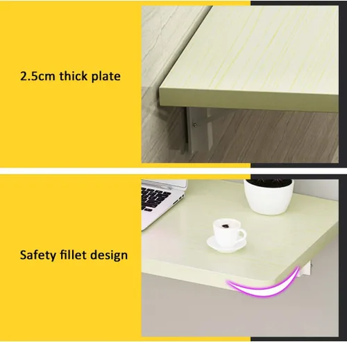 Vista 5 de Mesa de comedor plegable de madera flotante de pared, escritorio de ordenador multifunción para niños, banco de trabajo, 18 tamaños, con soporte
