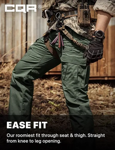 Vista 5 de CQR - Pantalones tácticos tipo cargo para hombre, tejido ripstop, resistentes al agua, ligeros, para uso diario, trabajo, senderismo o exteriores