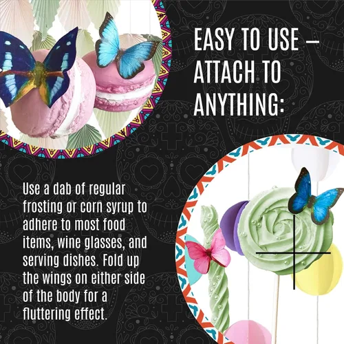 Vista 30 de Juego surtido de 24 polillas comestibles de cabeza de muerte pequeña – Obleas para pasteles y cupcakes – polillas comestibles para decoración