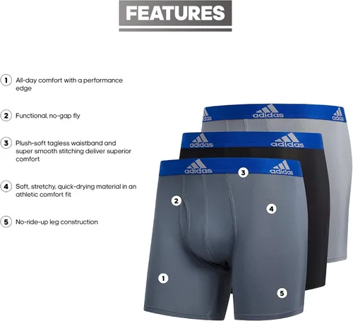 Vista 2 de adidas Performance - Calzoncillos tipo bóxer para hombre (3 unidades)