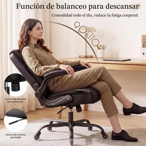 Vista 8 de COMHOMA Silla de oficina con respaldo medio, silla de escritorio ergonómica de poliuretano con brazos abatibles, juegos de computadora pequeños