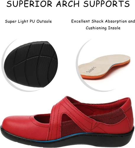 Vista 5 de Oviaric Zapatos planos clásicos y cómodos Mary Jane para mujer, zapatos de vestir casuales a la moda, bonitos zapatos de vestir con puntera cerrada