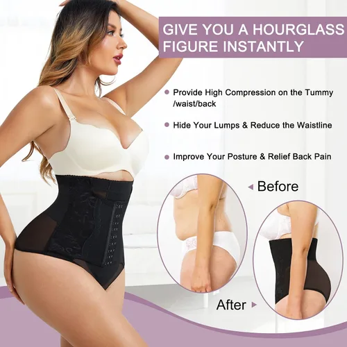 Vista 6 de YERKOAD Tangas moldeadoras para mujer, con control de abdomen, levantamiento de glúteos, moldeadoras de cintura alta, sin costuras, ropa