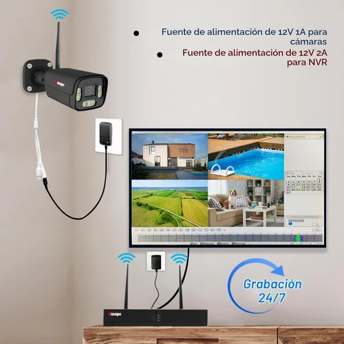 Vista 3 de Sistema de cámara de seguridad para el hogar al aire libre, disco duro de 2 Negro