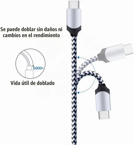 Vista 2 de Paquete de 5 cables USB tipo C rápidos de 6 pies para Samsung Galaxy S25 Edge S25+ Plus Ultra S24 S23 S22 S21 S20 FE Ultra S10 S10+ S9 S8 Plus Note