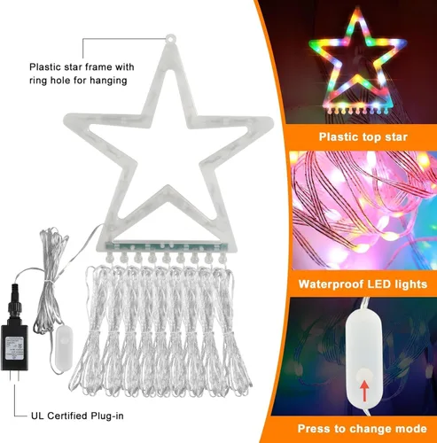 Vista 8 de Cadena de Luces de Navidad que Cambian de Color, 335 LED RGB con Control Remoto y Temporizador, Luces de Árbol de Navidad Impermeables