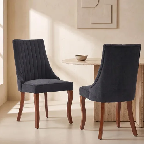 Vista 30 de Sillas de Comedor - Juego de 2 sillas de comedor modernas de mediados de siglo, tapizadas de tela con respaldo alto, sillas de cocina y comedor