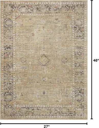 Vista 2 de Loloi Magnolia Home de Joanna Gaines, Colección Millie MIE-03 Oro/Carbón, 2 pies 3 pulgadas x 3 pies 10 pulgadas, Alfombra decorativa de 0,25