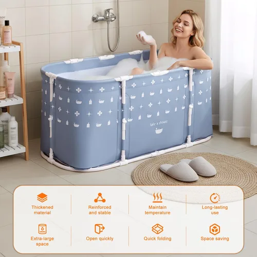 Vista 7 de Bañera plegable para adultos 45"x22.8"x22" Gris