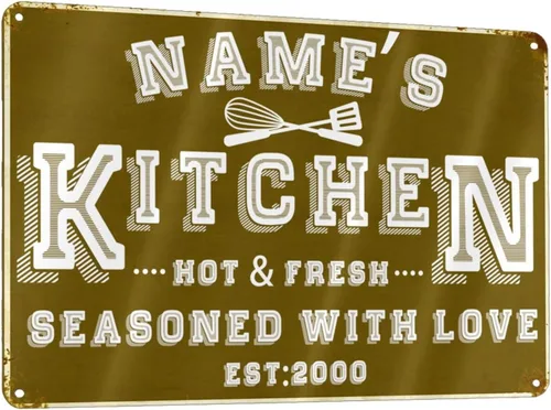 Vista 19 de Letreros de cocina personalizados con nombre personalizado, letrero de cocina condimentado con amor, letrero de cocina para decoración del hogar