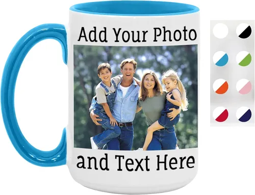 Vista 17 de Taza de café personalizada, taza de café personalizada, taza de cerámica negra de 11 onzas con texto o logotipo, regalo personalizado de doble cara