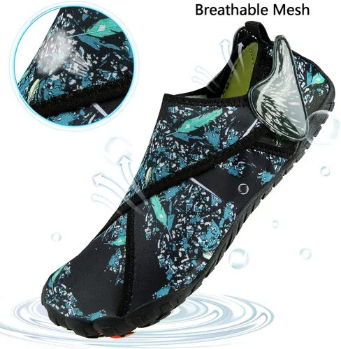 Vista 4 de Zapatos acuáticos transpirables de secado rápido para mujer y hombre, calcetines acuáticos suaves para senderismo, natación, playa, surf, yoga