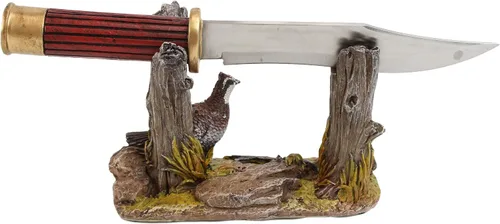 Vista 6 de Ebros - Estatua rústica de campo abierto, codorniz para gallina, pájaro, con mango decorativo de carcasa de escopeta, mango de hoja roma, cuchillo