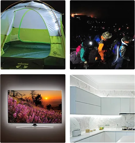 Vista 6 de Tira de luces LED USB de 5 V, color blanco, 6000 K, 9.84 pies, SMD 2835 IP65, impermeable, 180 LED, tira de luz Plug and Play con interruptor