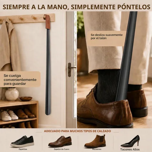 Vista 6 de ZOMAKE Extra Long Shoe Horn for Seniors, Metal Shoehorn Long handle Negro 28.3