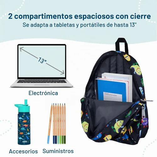 Vista 5 de Wildkin - Mochila de 15 pulgadas para niños, monstruos
