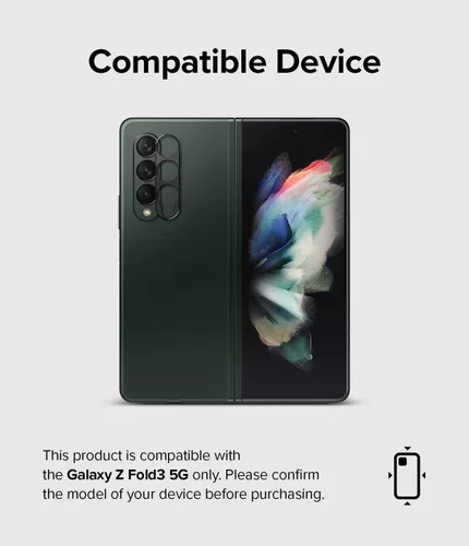 Vista 2 de Ringke Protector de lente de cámara compatible con Samsung Galaxy Z Fold 3, marco de aluminio, resistente cubierta protectora - negro