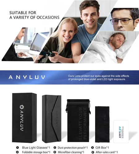 Vista 7 de ANYLUV Blue Light Glasses for Men/Women, Lightweight Blue Light Blocking Glasses, Anti-Eye Strain Computer Glasses for Gaming