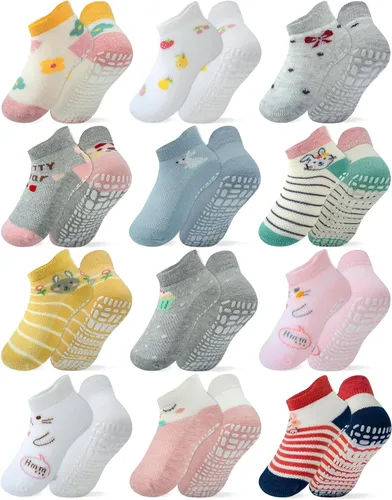 Vista 8 de RATIVE - Calcetines antideslizantes con agarre para bebés, niños y niñas