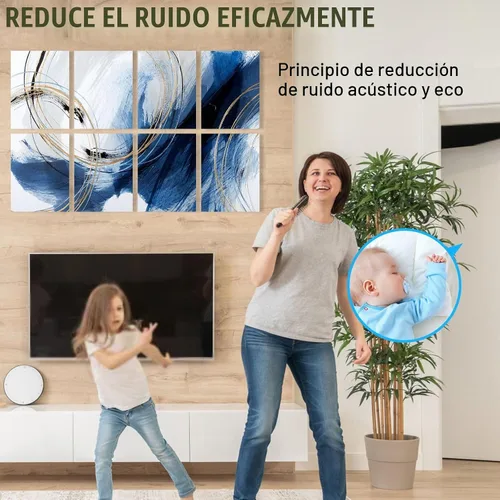 Vista 4 de YPY Paneles Insonorizantes para Paredes: Paneles Acústicos Paquete de 8, 48"x32", Almohadillas Insonorizantes Decorativas, Absorción de Ruido