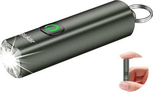 Vista 13 de Blukar EDC recargable llavero linterna, 360L mini luz de flash portátil 3 Lighting Modes, Memory Function, Waterproof, Compact Pocket Light for