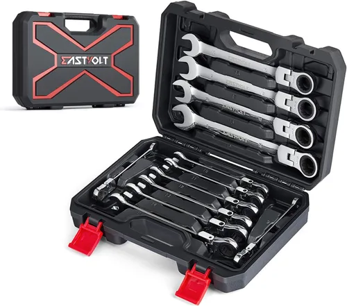 Vista 5 de Eastvolt Kits de herramientas mecánicas (ASK06) y juego de llaves de trinquete de cabeza flexible de 12 piezas