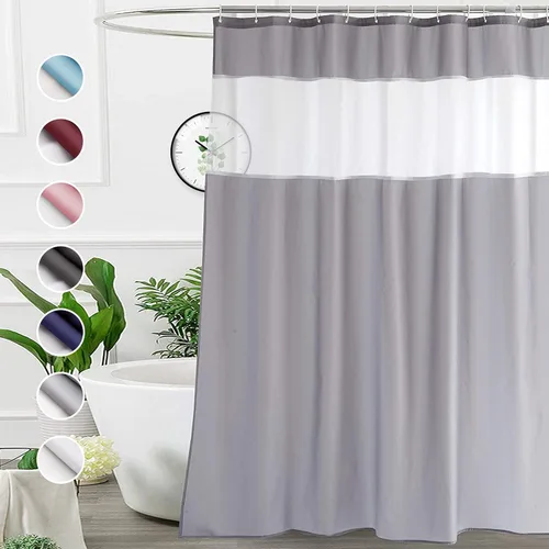 Vista 24 de UFRIDAY - Cortina de ducha de tela moderna en negro y blanco, 48 x 72 pulgadas, cortina de ducha de tela para baño y bañeras, lavable a máquina