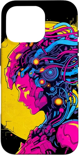 Vista 20 de Funda estilo anime futurista Cyberpunk para iPhone 16 Robot Woman