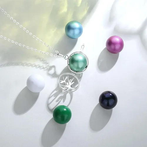 Vista 3 de EUDORA Harmony Bola Necklace Tree of Life 18mm Chime Pendant Wishing Ball 30
