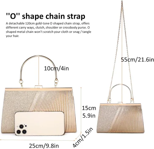 Vista 5 de Bolsos de noche para mujer con lentejuelas y purpurina bolsos de mano para mujer bolso de sobre bolso formal de boda fiesta de graduación