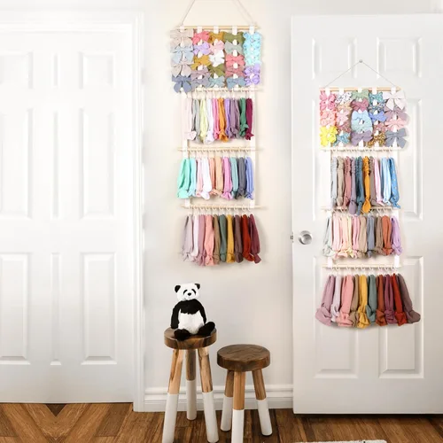Vista 6 de POVETIRE Soporte para diadema organizador de lazos para el cabello para niñas, diademas de bebé, accesorios para el cabello, organizador
