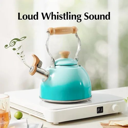 Vista 52 de ROCKURWOK - Tetera de estufa, tetera con mango ergonómico de tacto frío, tetera de acero inoxidable de grado alimenticio, tetera de estufa, tetera