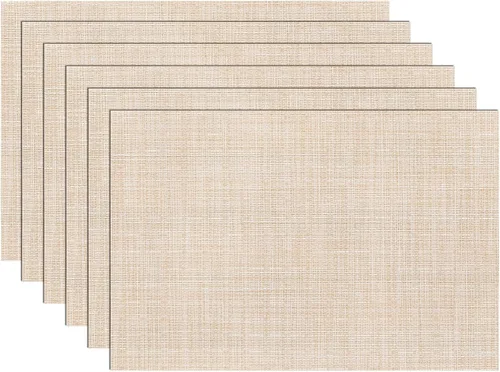 Vista 63 de SHACOS Beige Woven Placemats Set of 4 Place Mats Indoor Outdoor