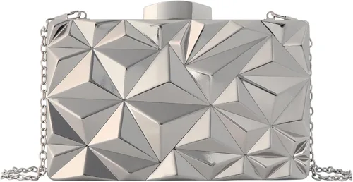 Vista 9 de Reberomantic - Bolso de mano para mujer con patrón de celosía, geométrico, con cadena, tipo clutch para la noche