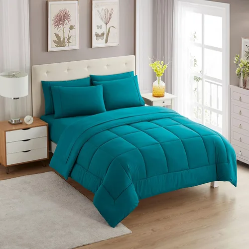 Vista 91 de Sweet Home Collection Juego de edredón de 7 piezas de color sólido para todas las estaciones, manta alternativa de plumón suave y lujosas sábanas