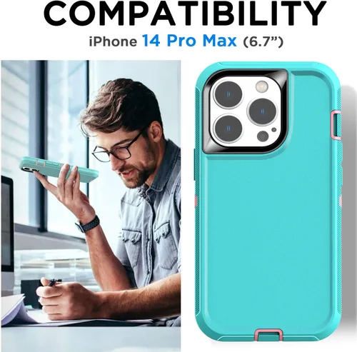 Vista 2 de AICase Funda para iPhone 14 Pro Max (6.7") con Protector de Pantalla de Vidrio, Protección contra Caídas de Servicio Pesado, Cuerpo Completo