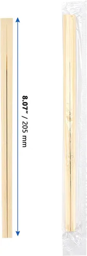 Vista 2 de MANCHAP 500 pares de palillos desechables de 8 pulgadas, palillos de bambú de 7.9 in a granel, palillos de madera china para comer, catering, comida